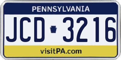 PA license plate JCD3216
