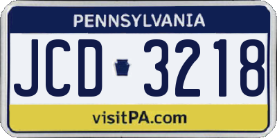 PA license plate JCD3218