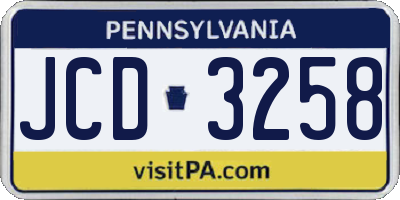 PA license plate JCD3258