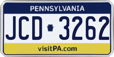 PA license plate JCD3262