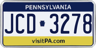 PA license plate JCD3278