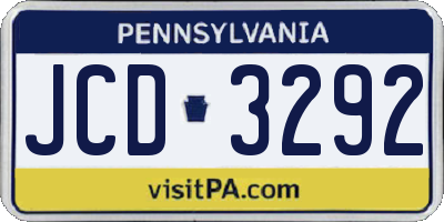PA license plate JCD3292