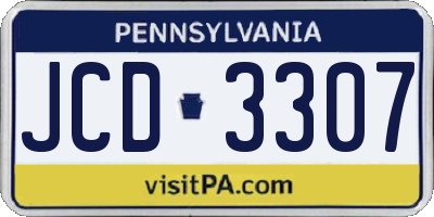 PA license plate JCD3307