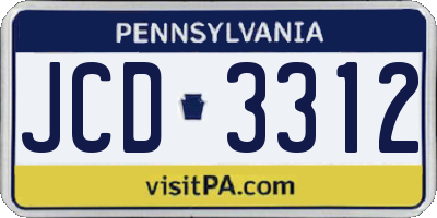 PA license plate JCD3312