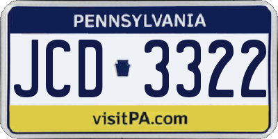 PA license plate JCD3322