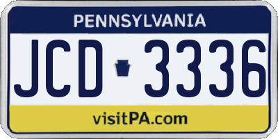 PA license plate JCD3336