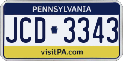 PA license plate JCD3343