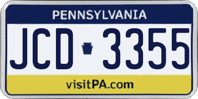 PA license plate JCD3355