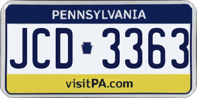 PA license plate JCD3363