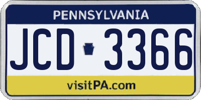 PA license plate JCD3366