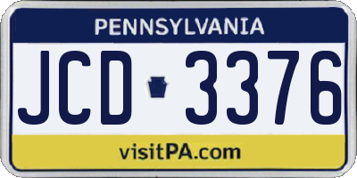 PA license plate JCD3376