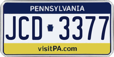 PA license plate JCD3377