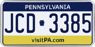 PA license plate JCD3385