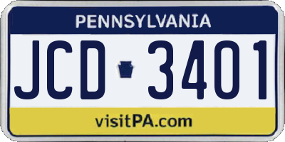 PA license plate JCD3401