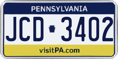 PA license plate JCD3402