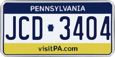 PA license plate JCD3404