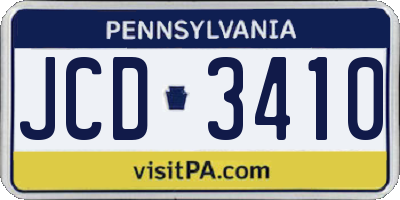 PA license plate JCD3410