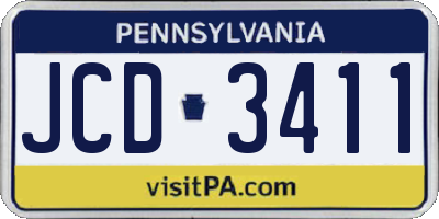 PA license plate JCD3411