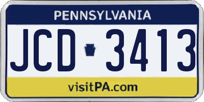 PA license plate JCD3413