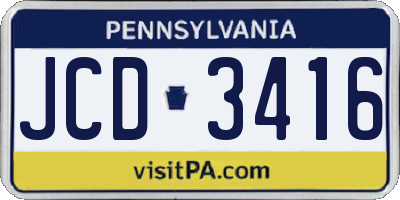 PA license plate JCD3416