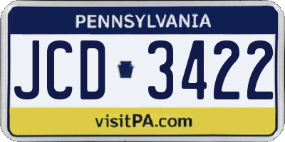 PA license plate JCD3422
