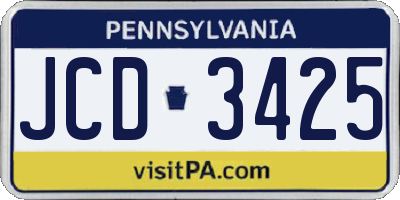 PA license plate JCD3425