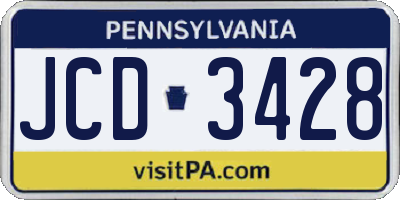 PA license plate JCD3428