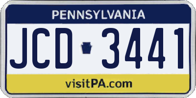PA license plate JCD3441