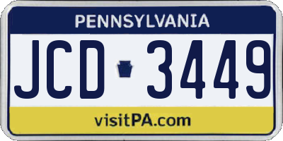 PA license plate JCD3449