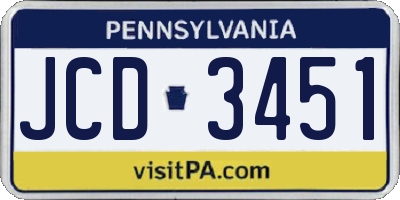 PA license plate JCD3451