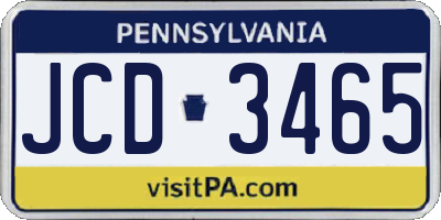 PA license plate JCD3465