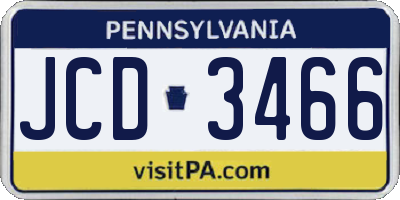 PA license plate JCD3466
