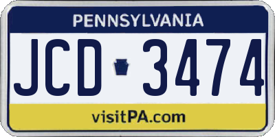 PA license plate JCD3474