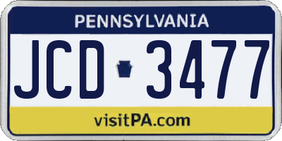 PA license plate JCD3477
