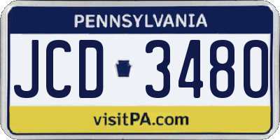 PA license plate JCD3480