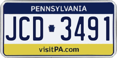 PA license plate JCD3491