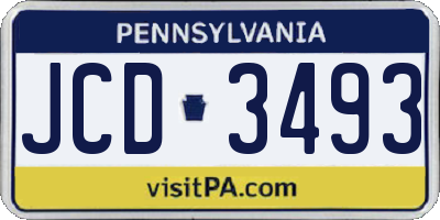 PA license plate JCD3493