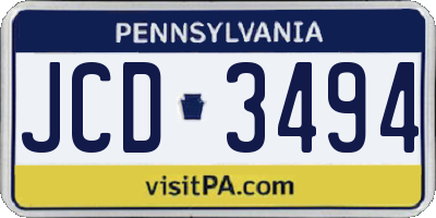 PA license plate JCD3494