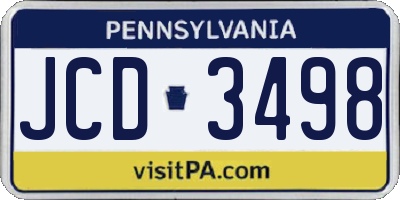 PA license plate JCD3498