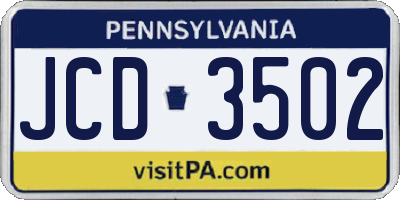 PA license plate JCD3502