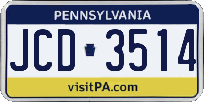 PA license plate JCD3514