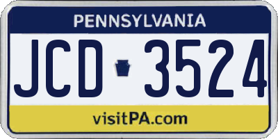 PA license plate JCD3524