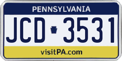 PA license plate JCD3531