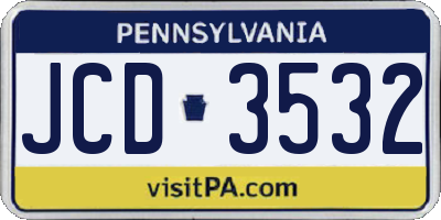 PA license plate JCD3532