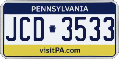 PA license plate JCD3533