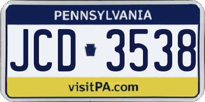 PA license plate JCD3538