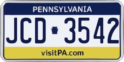 PA license plate JCD3542