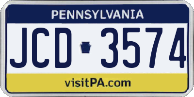 PA license plate JCD3574