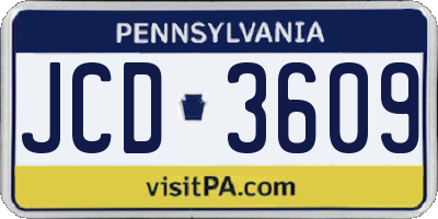PA license plate JCD3609