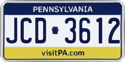 PA license plate JCD3612